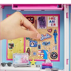 Barbie Dream Closet with Blonde Doll & 25+ Pieces, Toy Closet Expands to 2+ ft Wide & Features 10+ Storage Areas, Full-Length Mirror, Customizable Desk Space and Rotating Clothes Rack