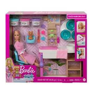 Barbie Spa Day Toy Playset with Blonde Doll & 10+ Accessories Including Puppy, Spa Station, Face Mask Mold & Dough