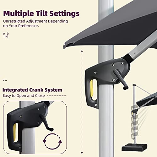 PURPLE LEAF 9' X 12' Patio Umbrella Outdoor Rectangle Umbrella Large Cantilever Umbrella Windproof Offset Umbrella Heavy Duty Sun Umbrella for Garden Deck Pool Patio, Grey