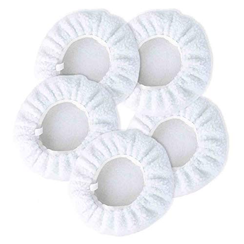 ZYTC Car Polishing Waxing Sleeve Woolen Polisher Pad Bonnet Microfiber Waxer Pad Soft Pack of 5 (Wool White, 9"-10")