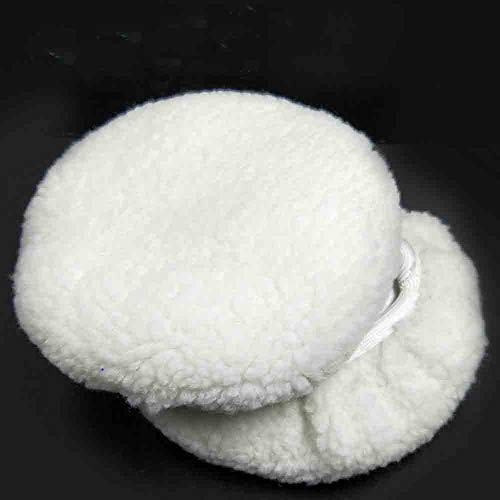 ZYTC Car Polishing Waxing Sleeve Woolen Polisher Pad Bonnet Microfiber Waxer Pad Soft Pack of 5 (Wool White, 9"-10")