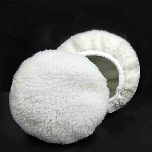 ZYTC Car Polishing Waxing Sleeve Woolen Polisher Pad Bonnet Microfiber Waxer Pad Soft Pack of 5 (Wool White, 9"-10")