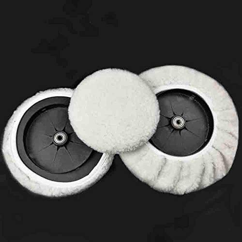 ZYTC Car Polishing Waxing Sleeve Woolen Polisher Pad Bonnet Microfiber Waxer Pad Soft Pack of 5 (Wool White, 9"-10")