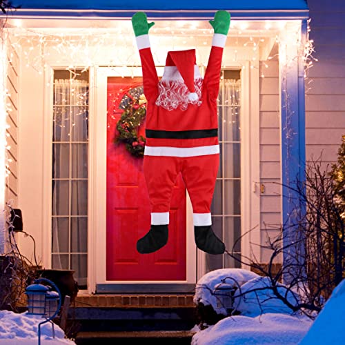 TOLOCO 4.1 FT Hanging Santa Claus, Christmas Decorations, Christmas Ornaments for Roof, Porch, Gutter, Balcony, Christmas Decor Outdoor and Indoor