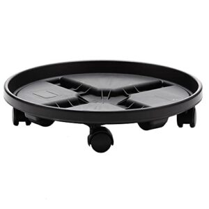 bloem caddy round plant stand caddy w/ wheels saucer tray (cad1600), black, 16"