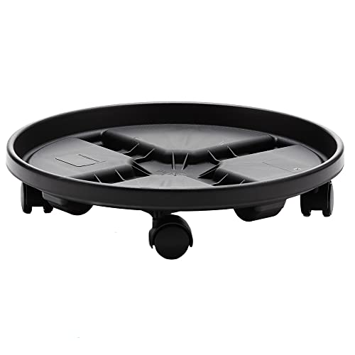 Bloem Caddy Round Plant Stand Caddy w/ Wheels Saucer Tray (CAD1600), Black, 16"