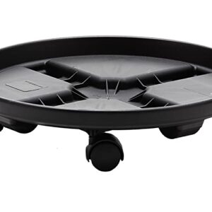 Bloem Caddy Round Plant Stand Caddy w/ Wheels Saucer Tray (CAD1600), Black, 16"