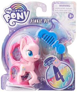 my little pony pinkie pie potion pony figure -- 3-inch pink pony toy with brushable hair, comb, and 4 surprise accessories