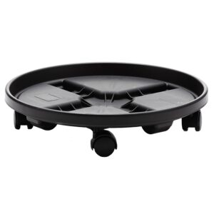 bloem caddy round plant stand caddy w/wheels saucer tray (cad1200), black, 12"