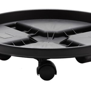 Bloem Caddy Round Plant Stand Caddy w/Wheels Saucer Tray (CAD1200), Black, 12"