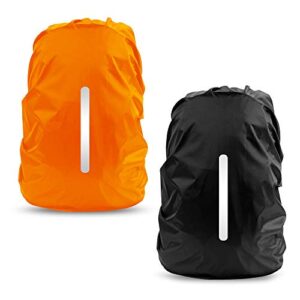 lama 2 pack waterproof rain cover for backpack, reflective rucksack rain cover for anti-dust/anti-theft/bicycling/hiking/camping/traveling/outdoor activities (1 pcs black + 1 pcs orange, m)