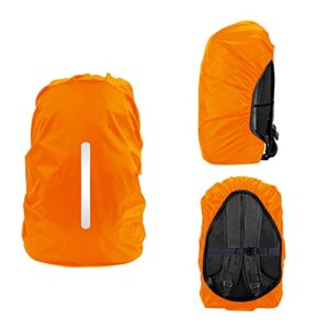 LAMA 2 Pack Waterproof Rain Cover for Backpack, Reflective Rucksack Rain Cover for Anti-dust/Anti-Theft/Bicycling/Hiking/Camping/Traveling/Outdoor Activities (1 Pcs Black + 1 Pcs Orange, M)