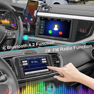 Double Din Car Stereo,7 Inch Car Stereo,Touch Screen Stereo with Backup Camera,Car Radio Support Bluetooth Hands Free Calling/Mirror Link/USB/TF/FM/AUX/MIC/EQ/Remote Control/Fast Charging