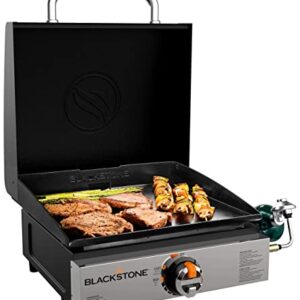 Blackstone 1814 Stainless Steel Propane Gas Portable, Flat Top Griddle Frill Station for Kitchen, Camping, Outdoor, Tailgating, Tabletop, Countertop – Heavy Duty & 12, 000 BTUs, 17 Inch, Black