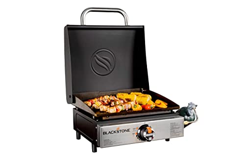 Blackstone 1814 Stainless Steel Propane Gas Portable, Flat Top Griddle Frill Station for Kitchen, Camping, Outdoor, Tailgating, Tabletop, Countertop – Heavy Duty & 12, 000 BTUs, 17 Inch, Black