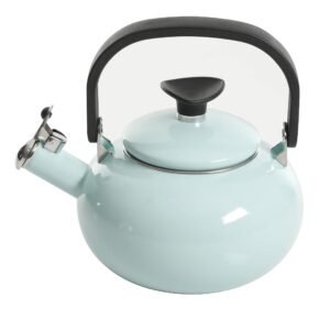 kenmore broadway enamel on steel tea kettle, 1.5-quart, glacier blue