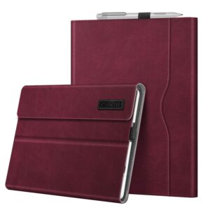 fintie protective case for microsoft surface go 3 2021 / surface go 2 2020 / surface go 2018 - multi-angle portfolio business cover with pocket, compatible with type cover keyboard (burgundy)