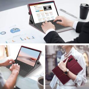 Fintie Protective Case for Microsoft Surface Go 3 2021 / Surface Go 2 2020 / Surface Go 2018 - Multi-Angle Portfolio Business Cover with Pocket, Compatible with Type Cover Keyboard (Burgundy)