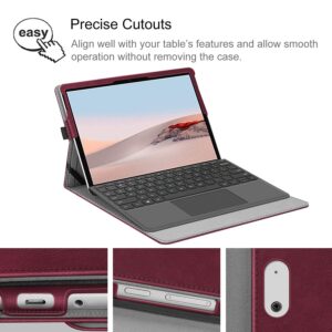 Fintie Protective Case for Microsoft Surface Go 3 2021 / Surface Go 2 2020 / Surface Go 2018 - Multi-Angle Portfolio Business Cover with Pocket, Compatible with Type Cover Keyboard (Burgundy)