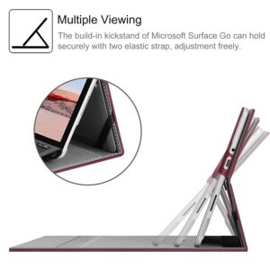 Fintie Protective Case for Microsoft Surface Go 3 2021 / Surface Go 2 2020 / Surface Go 2018 - Multi-Angle Portfolio Business Cover with Pocket, Compatible with Type Cover Keyboard (Burgundy)