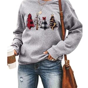 Barlver Women Christmas Outfits Fleece Sweater Holiday Vacation Graphic Sweatshirts Oversized Pullover Tunic Tops Shirts 4088 XL