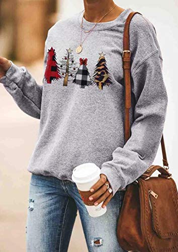 Barlver Women Christmas Outfits Fleece Sweater Holiday Vacation Graphic Sweatshirts Oversized Pullover Tunic Tops Shirts 4088 XL