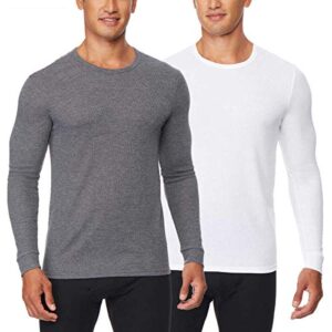 32 degrees men's heat long sleeve crew neck tee 2-pack (white/charcoal, large)
