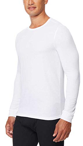 32 DEGREES Men's Heat Long Sleeve Crew Neck Tee 2-Pack (White/Charcoal, Large)