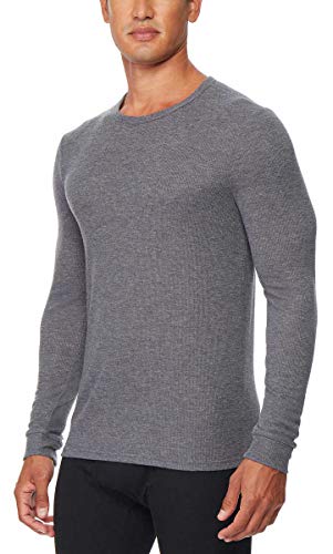 32 DEGREES Men's Heat Long Sleeve Crew Neck Tee 2-Pack (White/Charcoal, Large)