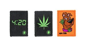 dime bags interchangeable accessory patches | removable patches for dime bags customization (4:20, mj leaf, sirron norris dog)