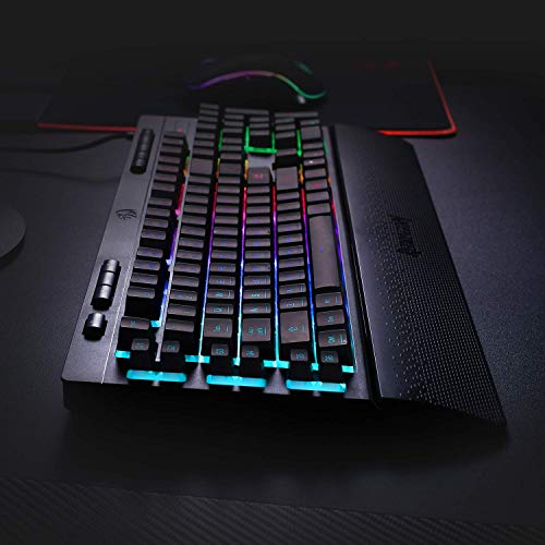 Redragon K512 Shiva RGB Backlit Membrane Gaming Keyboard with Multimedia Keys, Linear Mechanical-Feel Switch, 6 Extra On-Board Macro Keys, Dedicated Media Control, Detachable Wrist Rest