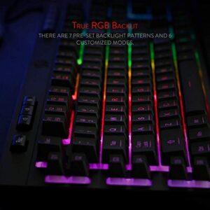 Redragon K512 Shiva RGB Backlit Membrane Gaming Keyboard with Multimedia Keys, Linear Mechanical-Feel Switch, 6 Extra On-Board Macro Keys, Dedicated Media Control, Detachable Wrist Rest