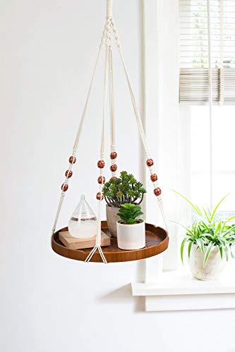 TIMEYARD Macrame Plant Hanger - Indoor Hanging Planter Shelf - Decorative Flower Pot Holder - Boho Bohemian Home Decor, in Box, for Succulents, Cacti, Small Plants