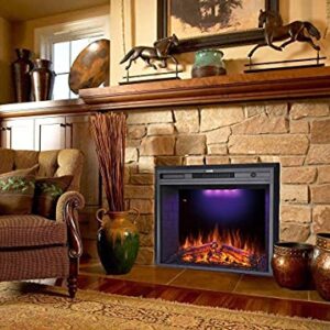 Masarflame 36'' Electric Fireplace Insert, Retro Recessed Fireplace Heater with Fire Cracking Sound, Remote Control & Timer, 750/1500W, Black