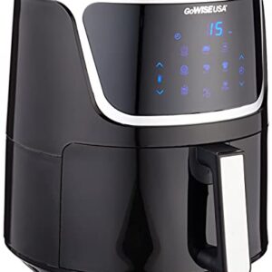 GoWISE USA GW22956 7-Quart Electric Air Fryer with Dehydrator & 3 Stackable Racks, Led Digital Touchscreen with 8 Functions + Recipes, 7.0-Qt, Black/Silver