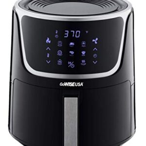 GoWISE USA GW22956 7-Quart Electric Air Fryer with Dehydrator & 3 Stackable Racks, Led Digital Touchscreen with 8 Functions + Recipes, 7.0-Qt, Black/Silver