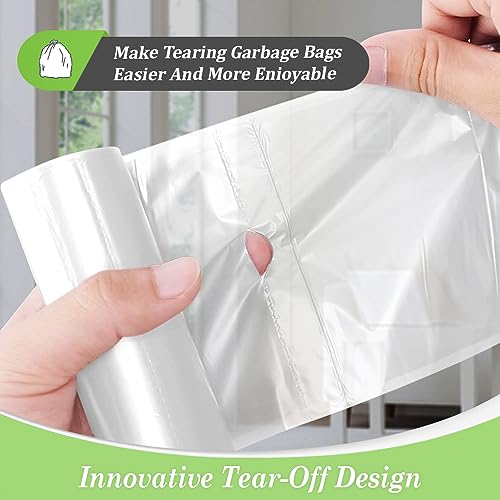 2.6 Gallon 180 Counts Strong Trash Bags Garbage Bags by Teivio, Bathroom Trash Can Bin Liners, Plastic Bags for home office kitchen (Clear)