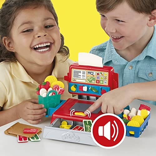 Play-Doh Cash Register Toy for Kids 3 Years and Up with Fun Sounds, Play Food Accessories, and 4 Non-Toxic Colors