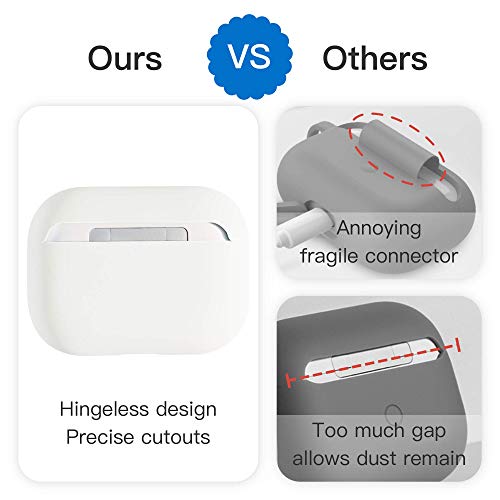 DamonLight Upgrade AirPods Pro Case [Supprts Mag-Safe Charging] [Seperating Case Design] Shock-Proof Soft Silicone Cover for Airpods Pro Charging Case (White)