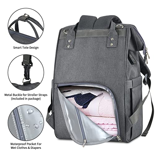 Mokaloo Diaper Bag Backpack, Large Baby Bag for Boys & Girls,Travel Backpack with USB Charging Port for Moms Dads, Anti-Water Maternity Nappy Changing Bags with Stroller Straps, Baby Registry Search