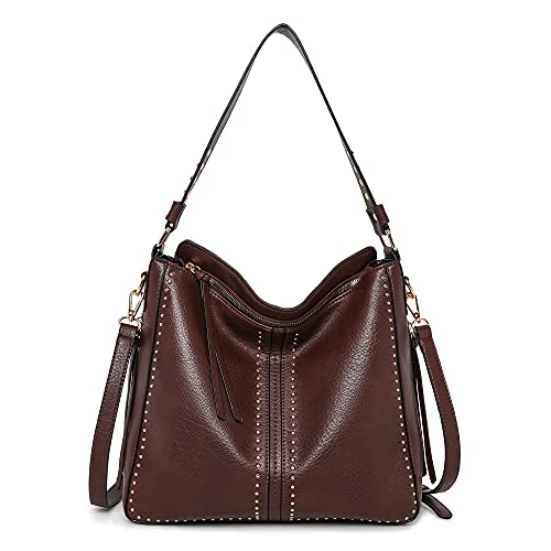 Montana West Large Hobo Handbag for Women Studded Leather Shoulder Bag Crossbody Purse With Tassel MWC-1001CF