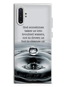 inspired cases - 3d textured galaxy note 10 plus case - rubber bumper cover - protective phone case for samsung galaxy note 10 plus - troubled waters god religion inspirational quote