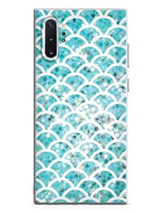 inspired cases - 3d textured galaxy note 10 plus case - rubber bumper cover - protective phone case for samsung galaxy note 10 plus - mermaid scales - teal