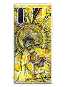 inspired cases - 3d textured galaxy note 10 plus case - rubber bumper cover - protective phone case for samsung galaxy note 10 plus - sunflower honey bee - white