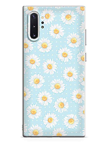 Inspired Cases - 3D Textured Galaxy Note 10 Plus Case - Rubber Bumper Cover - Protective Phone Case for Samsung Galaxy Note 10 Plus - Watercolor Daisy Pattern - White