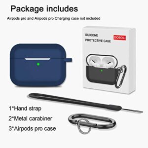 Doboli Compatible with Airpods Pro Case Cover with Keychain, Full Protective Silicone Skin Accessories for Women Men 2019 AirPods Pro [Front LED Visible] Navy Blue