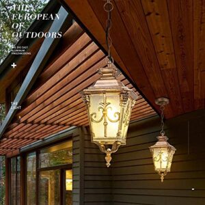 WHYA Rustic Bronze 37/45cm Retro Ceiling Pendant Lamp Die-cast Aluminum Glass E27 Outdoor Waterproof Hanging Lantern Rainproof Droplight Garden Park Courtyard Gazebo Porch Exterior Chandelier