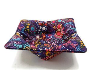 purple microwave bowl holder - colorful cotton bowl cozy