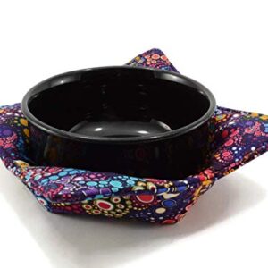 Purple Microwave Bowl Holder - Colorful Cotton Bowl Cozy