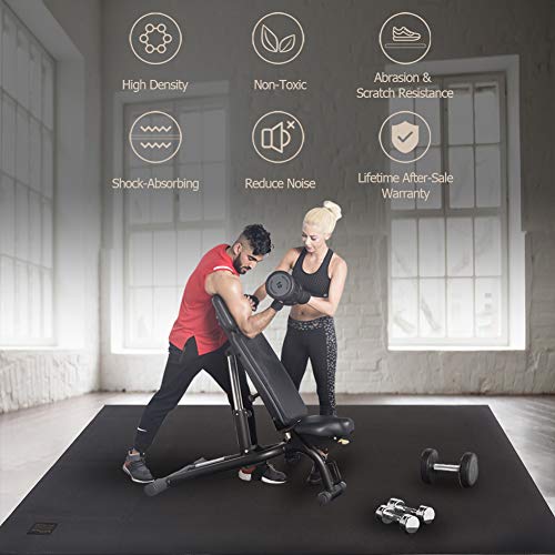 GXMMAT Extra Large Exercise Mat 10'x6'x7mm, Ultra Durable Workout Mats for Home Gym Flooring, Shoe-Friendly Non-Slip Cardio Mat for MMA, Plyo, Jump, All-Purpose Fitness Black Real